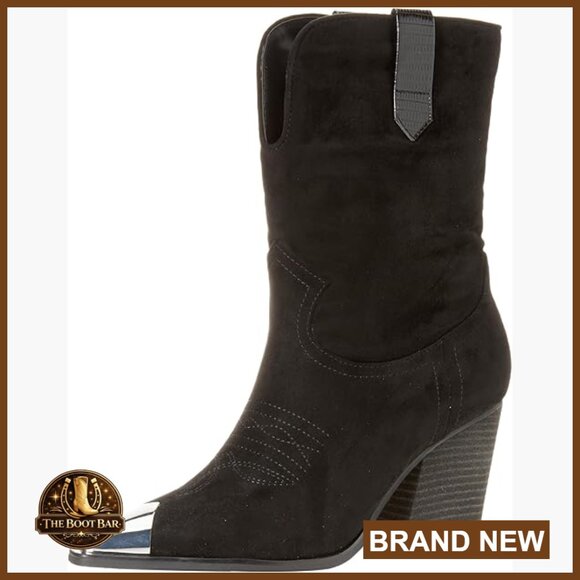 Heeled Cowboy Boots Mid-Calf Western Boots with Pointed Toe